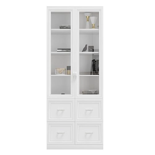 Книжный шкаф Библиограф 2.4 Рельеф Белый - фото 4