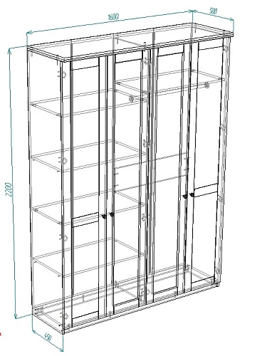 Шкаф распашной София РАХ-5 МДФ Аквамарин - фото 3