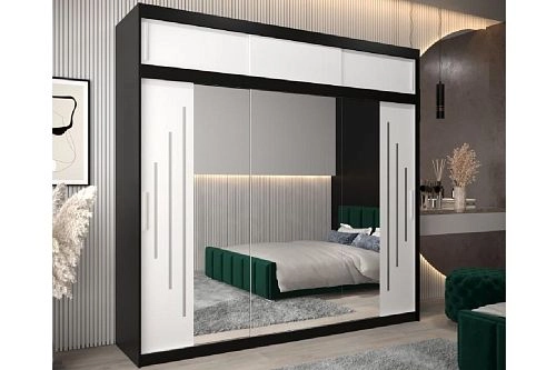 Шкаф-купе Валмиера-6А NEW Черный/Белый - фото 1