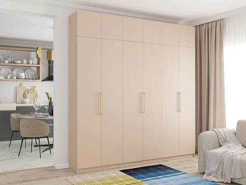 Шкаф распашной Калифорния-6 с антресолью Сатин - фото 1