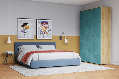 Шкаф распашной Салерно NEW 3 Аквамарин - фото 1