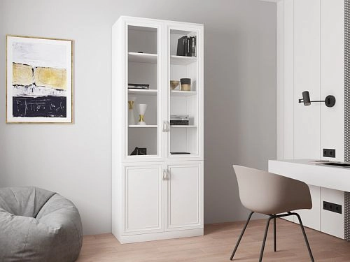 Книжный шкаф Библиограф 2.3 Рельеф Белый - фото 1