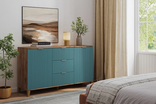 Комод Марвин 4 фрезеровка 8 Аквамарин - фото 1