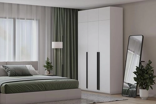 Шкаф распашной Лорена Пакс-3 с антресолью Белый - фото 1