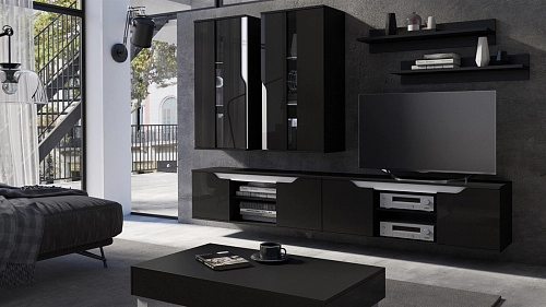 Стенка Даллас 4 Черный - фото 1