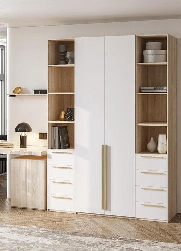 Шкаф распашной Хейсон-25 Белый Дуб Сонома - фото 2