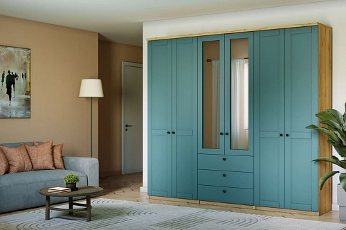 Шкаф распашной София РАХ-14 МДФ Аквамарин - фото 1