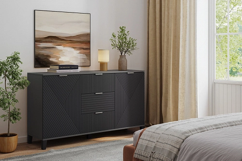 Комод Марвин 4 фрезеровка 8+11 Графит - фото 1