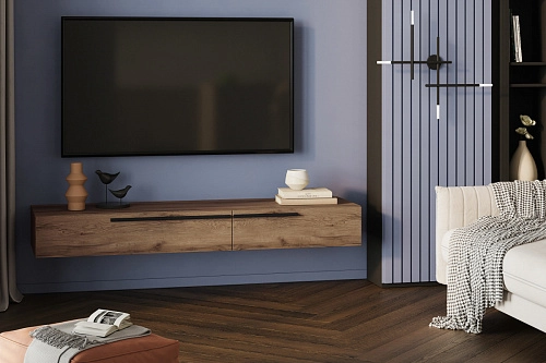 ТВ тумба подвесная Лорена Пакс-3 Дуб Табачный - фото 1