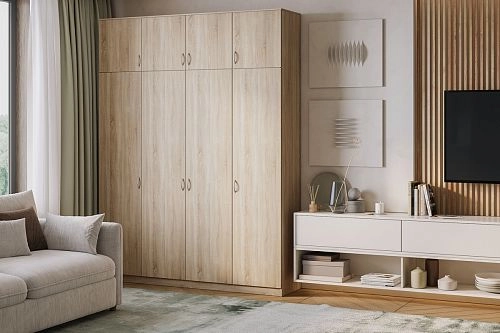 Шкаф распашной Лайт-4 с антресолью Дуб Сонома - фото 1