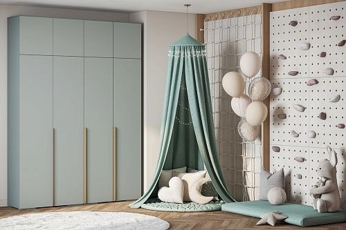 Шкаф распашной Солфорд 4 с антресолью Сумеречный Голубой - фото 1