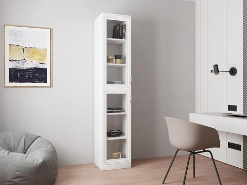 Книжный шкаф Библиограф 1.2 Рельеф Белый - фото 1