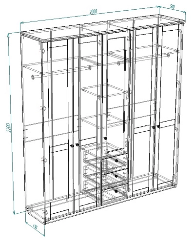 Шкаф распашной София РАХ-17 МДФ Аквамарин - фото 3