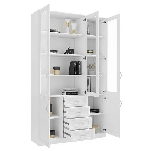 Шкаф Библиотека Библиограф 3.8 Рельеф Белый - фото 2