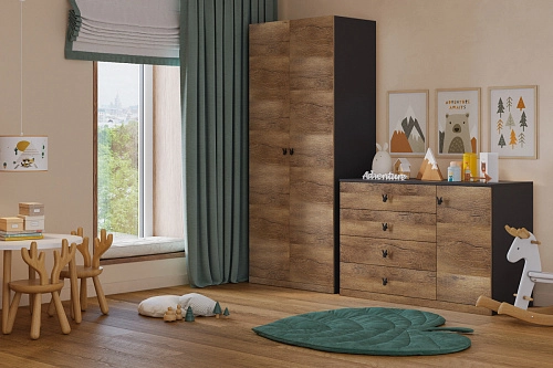 Стенка детская Банни-7 Дуб Мореный - фото 1