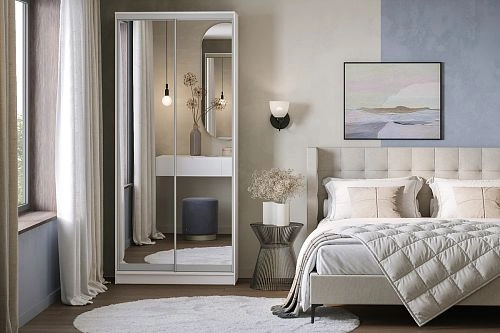 Шкаф-купе Борнео-2.5 Белый/Серебро - фото 1