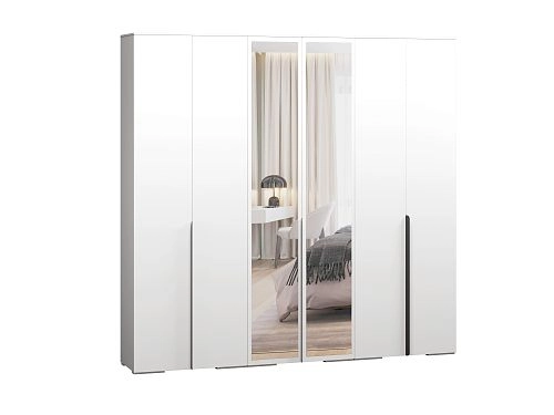 Шкаф распашной Солфорд 6 с зеркалами Белый - фото 2