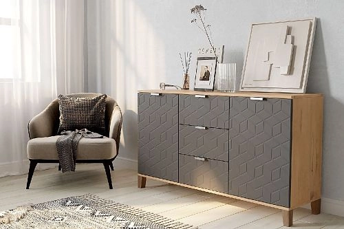 Комод Марвин Йорк 4 фрезеровка 2 Графит - фото 1