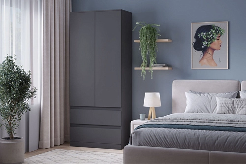 Шкаф распашной Стефани Мальм-2 Графит - фото 1