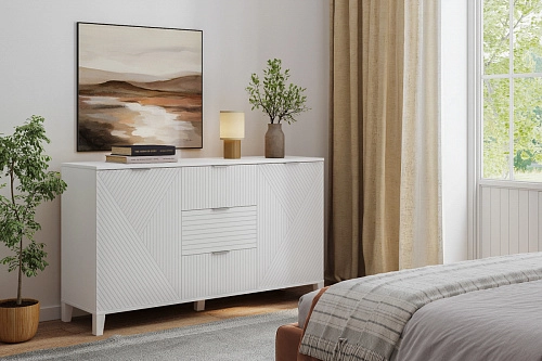 Комод Марвин 4 фрезеровка 8+11 Белый - фото 1