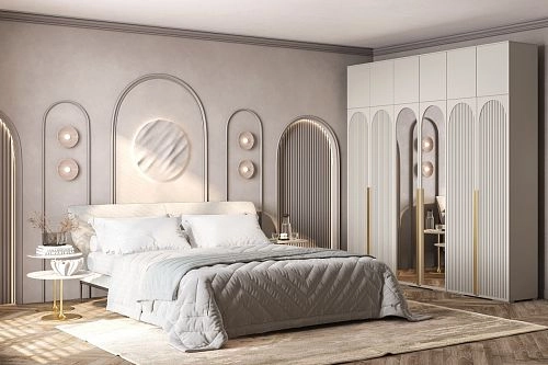 Шкаф распашной Брей-6 Хит с антресолью с зеркалами Кашемир - фото 1