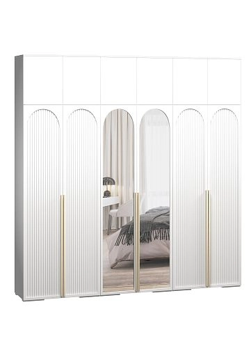 Шкаф распашной Брей-6 Хит с антресолью с зеркалами Белый - фото 4