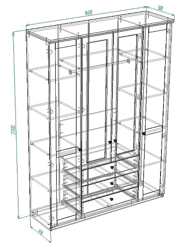 Шкаф распашной София РАХ-20 МДФ Кашемир - фото 3