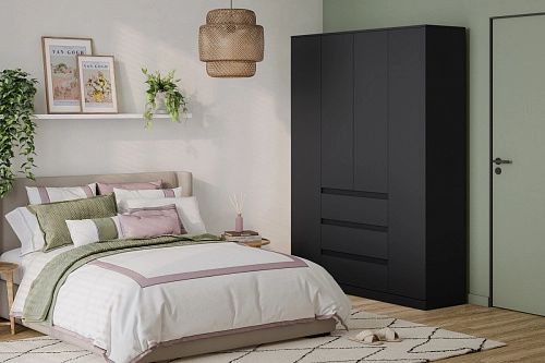 Шкаф распашной Стефани Мальм-4 Черный - фото 1