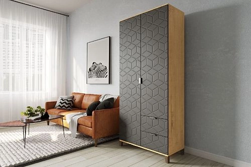 Шкаф распашной Марвин Йорк 3 фрезеровка 2 Графит - фото 1