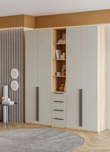 Шкаф распашной Хейсон-21 Кашемир Блэквуд Ячменный - фото 2