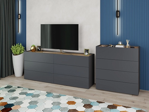 Стенка Сия-4 Графит - фото 1