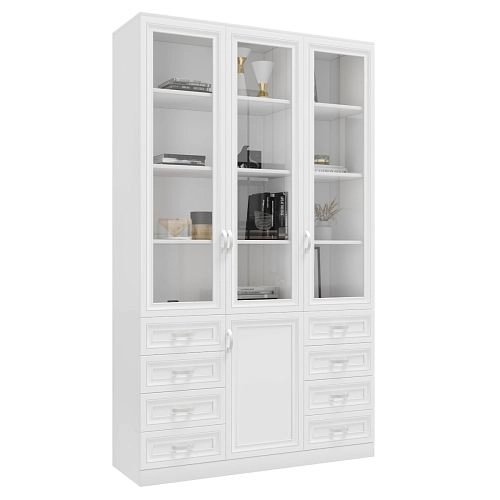 Шкаф Библиотека Библиограф 3.9 Рельеф Белый - фото 3