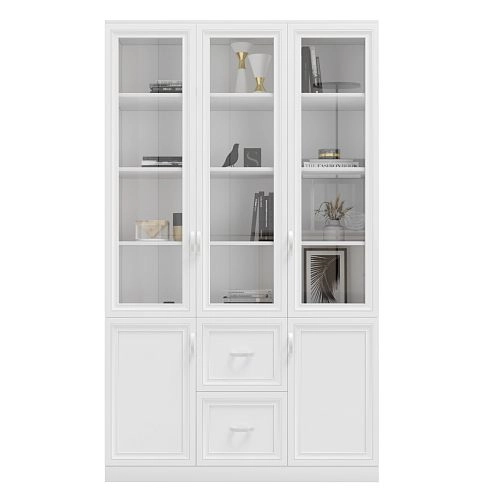 Шкаф Библиотека Библиограф 3.4 Рельеф Белый - фото 4
