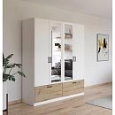 Шкаф распашной Бари-6 Белый / Дуб Бунратти