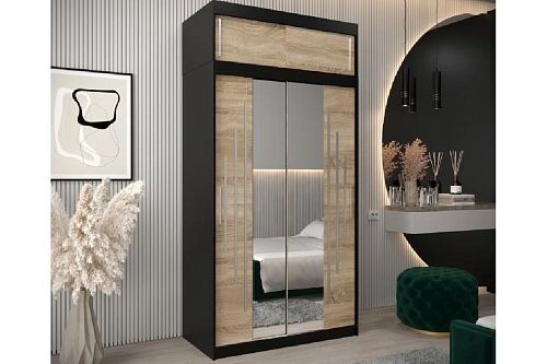 Шкаф-купе Валмиера-4А NEW Черный/Дуб Сонома - фото 1