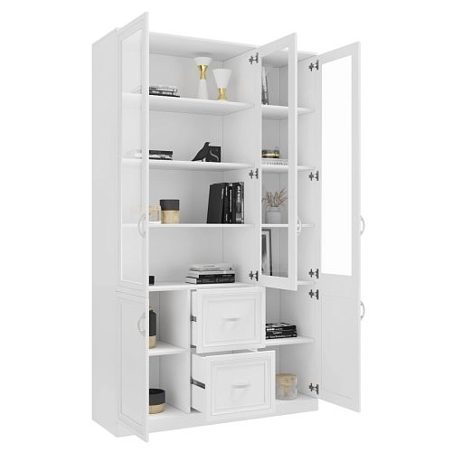 Шкаф Библиотека Библиограф 3.4 Рельеф Белый - фото 2