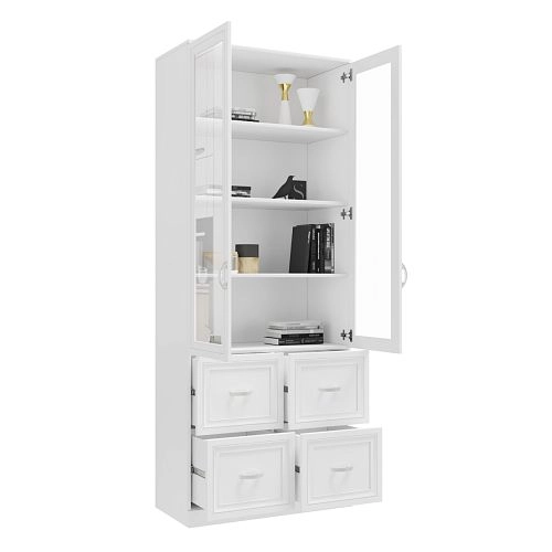 Книжный шкаф Библиограф 2.4 Рельеф Белый - фото 2