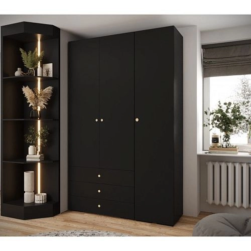 Шкаф распашной Люксор-3.3 Черный - фото 1