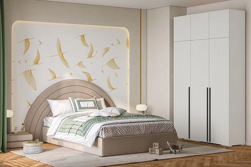 Шкаф распашной Лоренсе-3 с антресолью Белый - фото 1