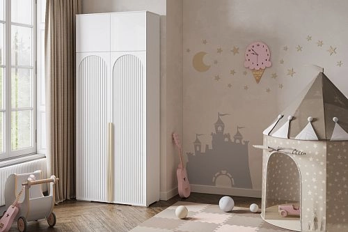 Шкаф распашной Брей-2 Хит с антресолью Белый - фото 1