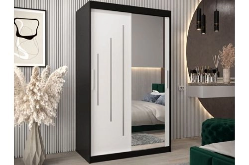 Шкаф-купе Валмиера-3 NEW Черный/Белый - фото 1