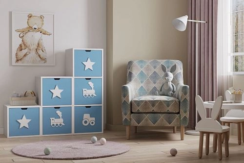 Стеллаж KIDS 18 Пастельно-Синий - фото 1