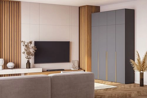 Шкаф распашной Эдинбург-4 с антресолью Графит - фото 1