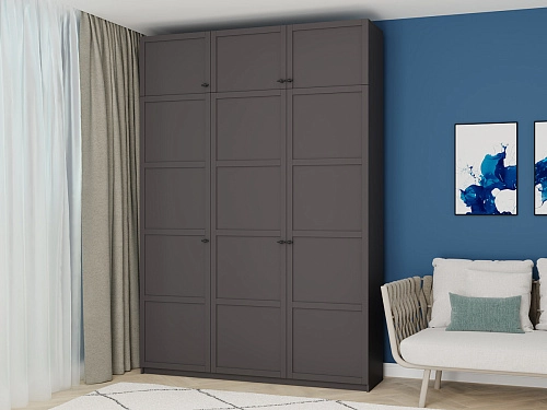 Шкаф распашной Скаген-3 с антресолью Графит - фото 1