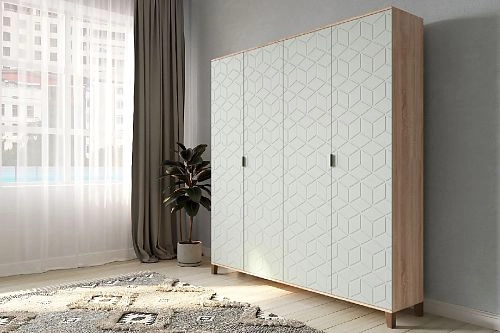 Шкаф распашной Марвин Йорк 5 фрезеровка 2 Милк - фото 1