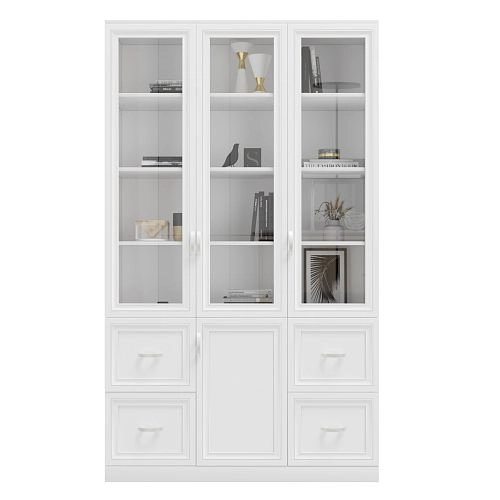 Шкаф Библиотека Библиограф 3.5 Рельеф Белый - фото 4