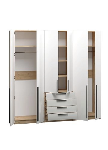 Шкаф распашной Хейсон-8 Белый Дуб Золотистый - фото 4