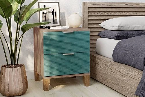 Тумба прикроватная Марвин Йорк фрезеровка 8 Аквамарин - фото 1