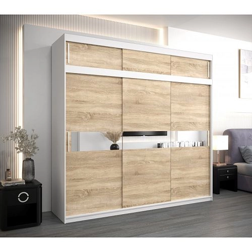 Шкаф-купе Бенито-3А Белый/Дуб Сонома - фото 1