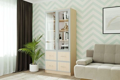 Книжный шкаф Альма-10 Дуб Молочный - фото 1